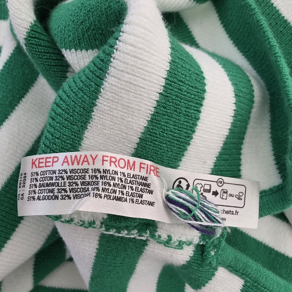 Daily Practice Anthropologie Striped Boxy Crop Sweater Green White Size Large - Picture 7 of 11